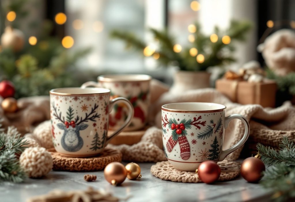 Idées de cadeaux de noël : mugs festifs et accessoires