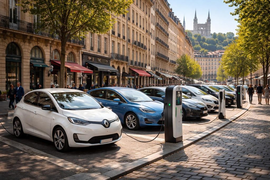 Se déplacer dans Lyon Presqu&rsquo;île avec les voitures électriques Renault Zoé et Tesla Model 3 grâce aux bornes